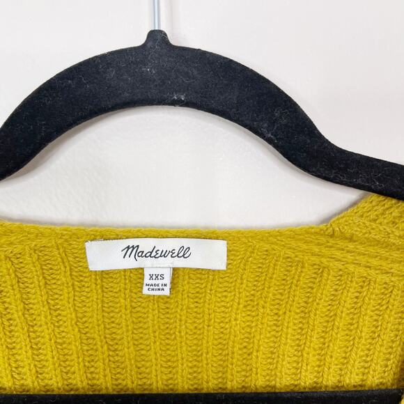 Madewell 2XS Mustard Yellow Woodside Pullover Sweater Merino Wool VNeck XXSmall - Picture 6 of 9